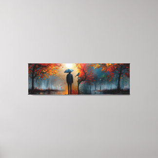 🌅🎨👤 Artistic Solitude: A Panoramic View 🍂🌳 Canvas Print