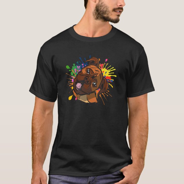 Artistic Splash Boxer Dog Breed Canine Whisperer T-Shirt (Front)