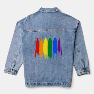 Artistic splash painted Rainbow   Gay Pride Parade Denim Jacket