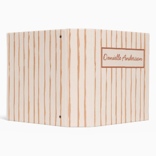Artistic Striped Terracotta Brush Strokes Custom Binder