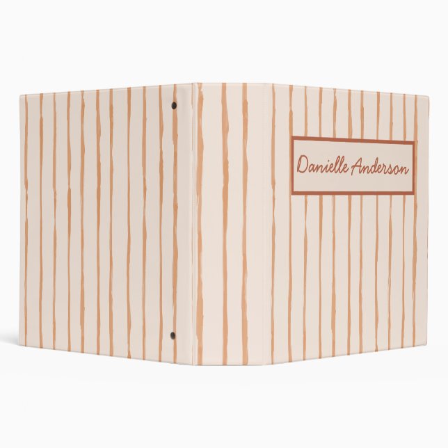 Artistic Striped Terracotta Brush Strokes Custom  Binder (Background)
