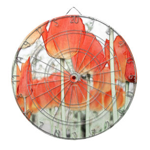 artistic style red tulip flowers. floral garden dartboard