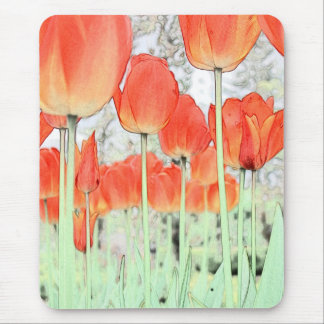 artistic style red tulip flowers. floral garden mouse pad