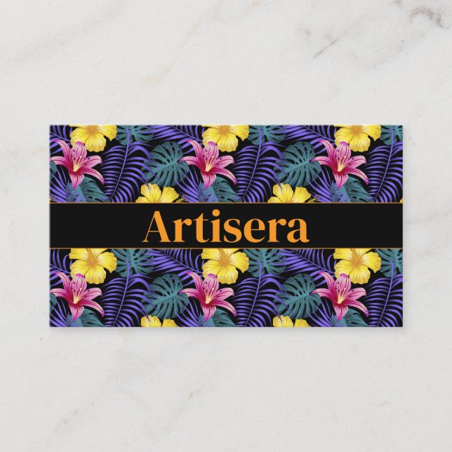 Artistic Stylized Floral Pattern Business Card (Front)