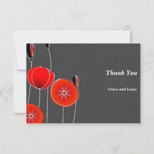 Artistic, stylized poppies on  dark background thank you card