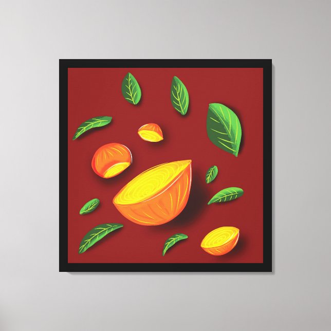 Artistic Summer Fruit Lemon Hand drawn painting Canvas Print (Front)