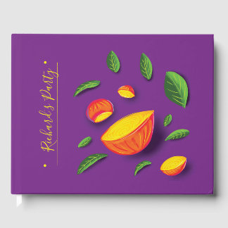Artistic Summer Fruit Lemon Hand drawn painting Guest Book