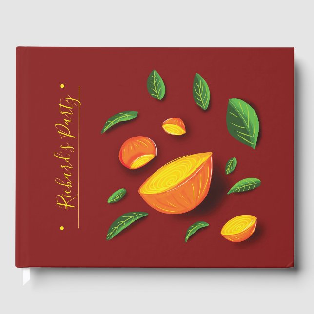 Artistic Summer Fruit Lemon Hand drawn painting Guest Book (Front)