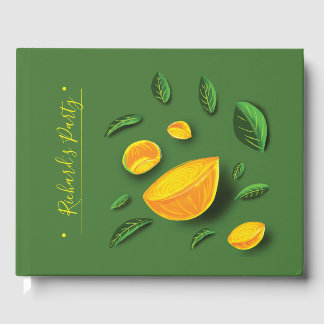 Artistic Summer Fruit Lemon Hand drawn painting Guest Book