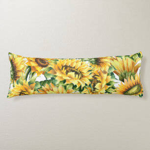 Artistic Sunflower Garden - Vintage Floral Body Pillow