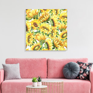 Artistic Sunflower Garden - Vintage Floral Canvas Print