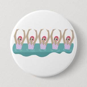 Artistic Swimmers   Artistic Swimming Illustration 3 Inch Round Button