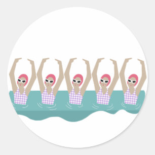 Artistic Swimmers   Artistic Swimming Illustration Classic Round Sticker