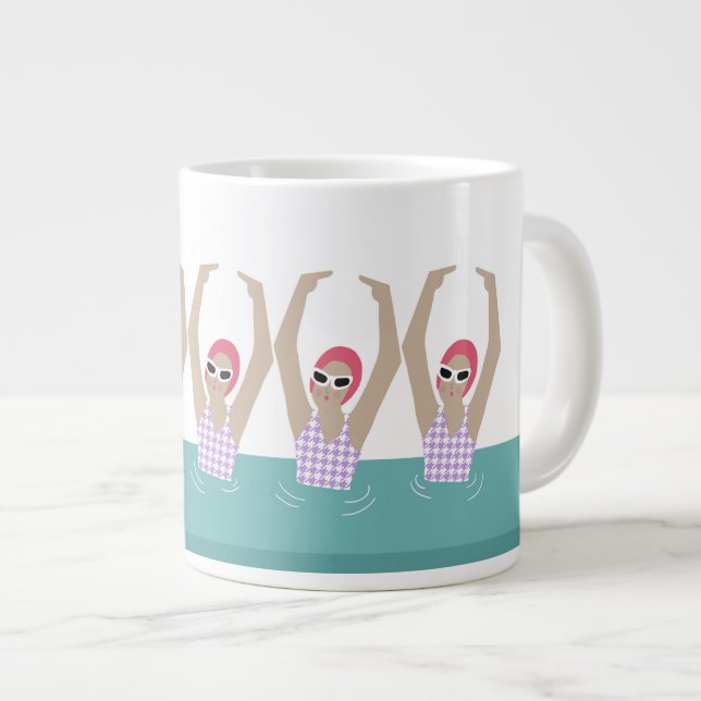 Artistic Swimmers | Artistic Swimming Illustration Large Coffee Mug (Front Right)