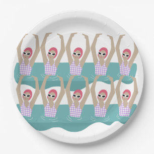 Artistic Swimmers Artistic Swimming Illustration Paper Plate