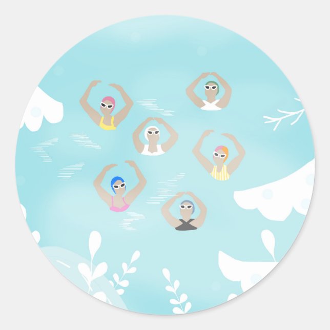 Artistic Swimmers | Artistic Swimming Winter Art  Classic Round Sticker (Front)