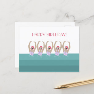 Artistic Swimmers Swimming Illustration Birthday Postcard