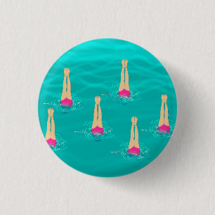 Artistic Swimmers Swimming Under Water 1 Inch Round Button