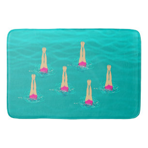 Artistic Swimmers Swimming Under Water   Bath Mat