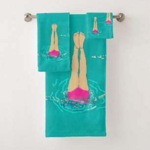 Artistic Swimmers - Swimming Under Water   Bath Towel Set