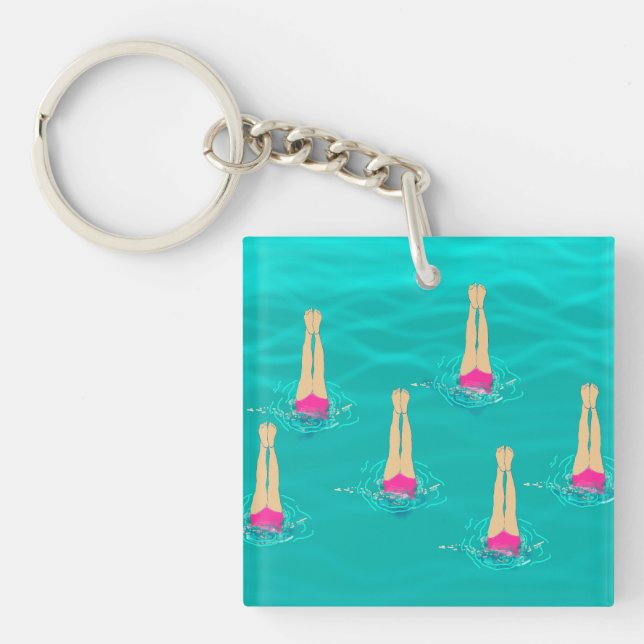 Artistic Swimmers Swimming Under Water  Keychain (Front)