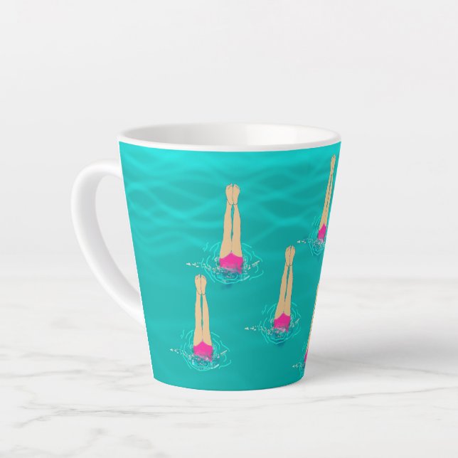Artistic Swimmers Swimming Under Water Swim Party  Latte Mug (Left Angle)