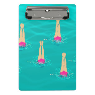 Artistic Swimmers Swimming Under Water Swim Party Mini Clipboard