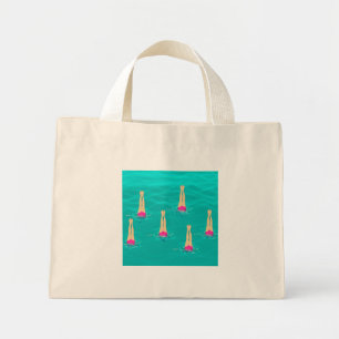 Artistic Swimmers Swimming Under Water Swim Party Mini Tote Bag