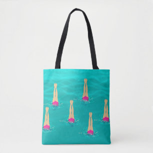Artistic Swimmers Swimming Under Water Swim Party  Tote Bag