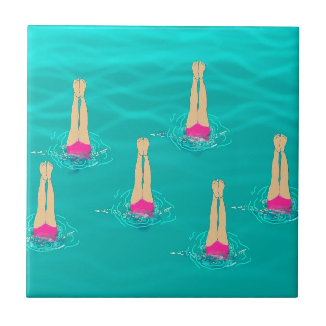Artistic Swimmers Swimming Under Water  Tile (Front)
