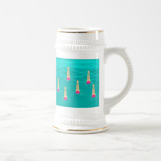 Artistic Swimmers - Swimming Under Water White Beer Stein