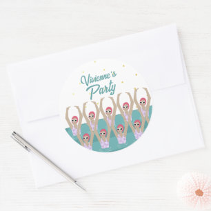 Artistic Swimmers Synchro Swimming Birthday Party Classic Round Sticker