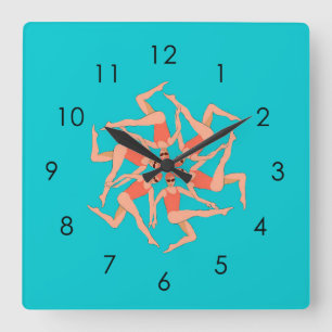 Artistic Swimmers - Synchronized Swimming Square Wall Clock
