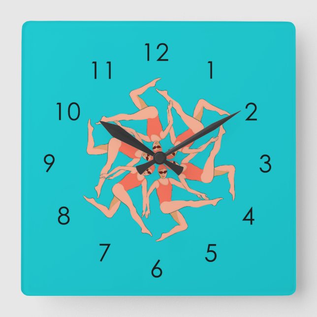 Artistic Swimmers - Synchronized Swimming  Square Wall Clock (Front)