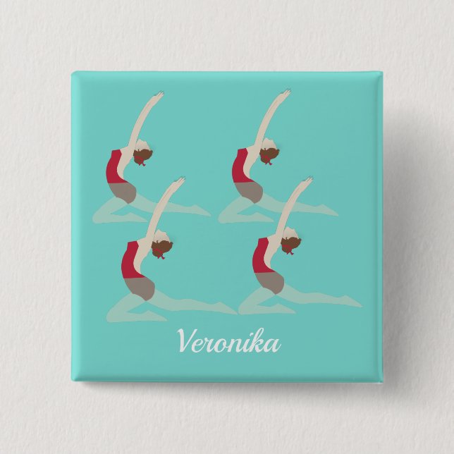 Artistic Swimming 2 Inch Square Button (Front)
