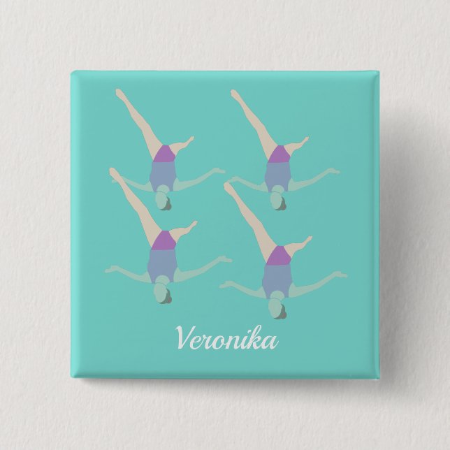 Artistic Swimming 2 Inch Square Button (Front)