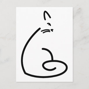 Artistic Swirly Cat Silhouette Postcard