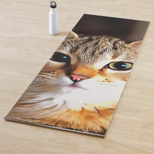 Artistic Tabby Cat Kitten Portrait Yoga Mat