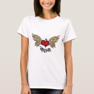 Artistic Tattoo Mom Crowned Heart with Wings T-Shirt