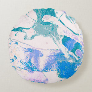 Artistic Texture. Bright Violet Border. Violet Art Round Pillow