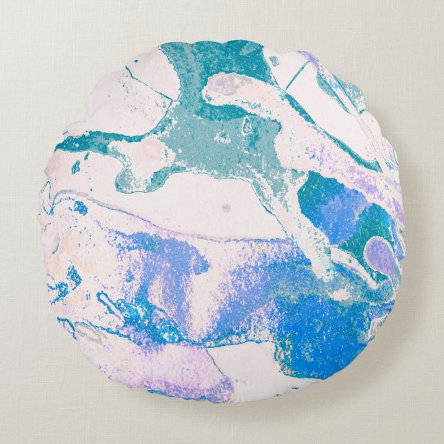 Artistic Texture. Bright Violet Border. Violet Art Round Pillow (Front)