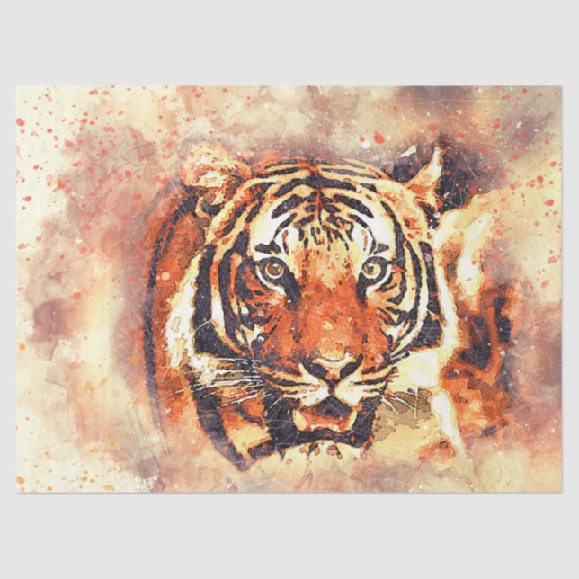 Artistic Tiger Art   Decoupage Tissue Paper (Front)