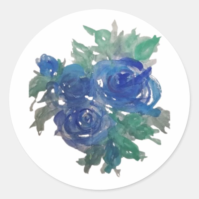 Artistic Touch: Blue Rose Design Sticker (Front)