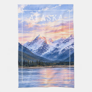 Artistic Travel Lovers Alaska Sunset Modern Nature Kitchen Towel
