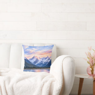 Artistic Travel Lovers Alaska Sunset Modern Nature Throw Pillow
