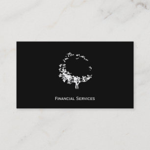 Artistic Tree (white) Black Background Business Card