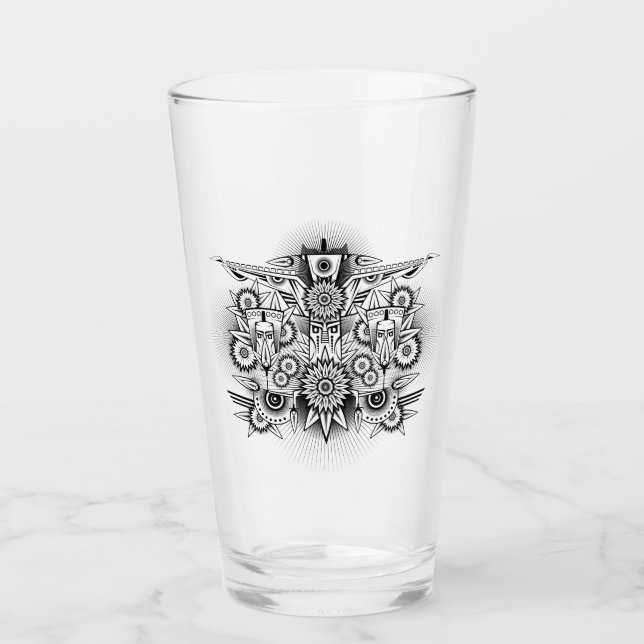 Artistic Tribal Design Glass (Front)