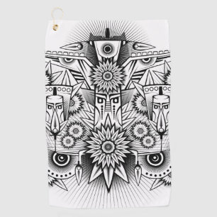 Artistic Tribal Design Golf Towel