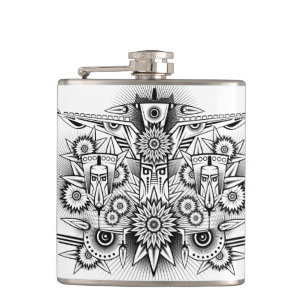 Artistic Tribal Design Hip Flask