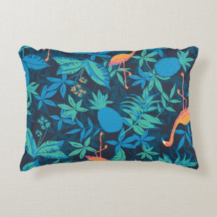 Artistic Tropical: Flamingo Pineapple Pattern. Accent Pillow